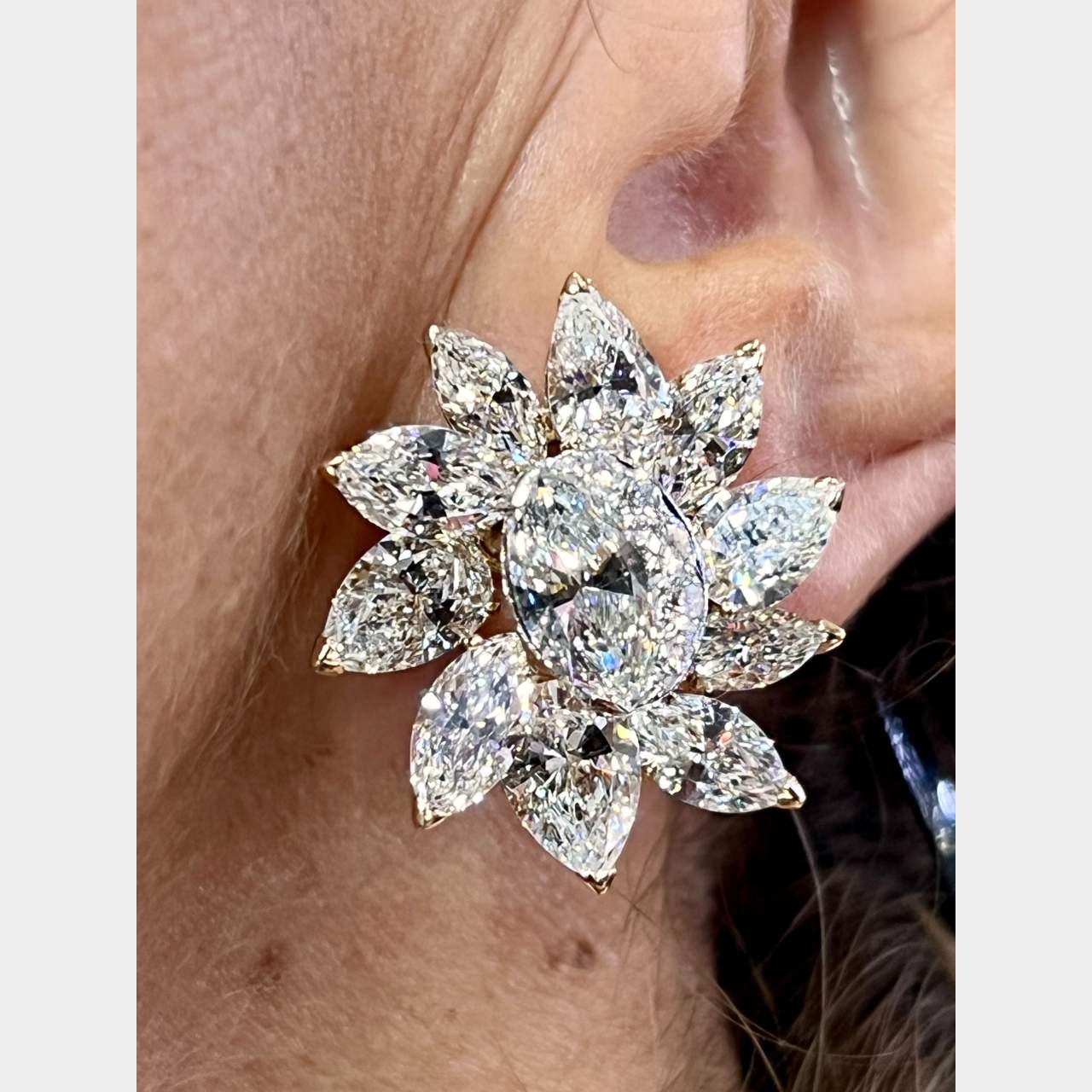 18K Yellow Gold 22.00 Ct. Diamond Earrings