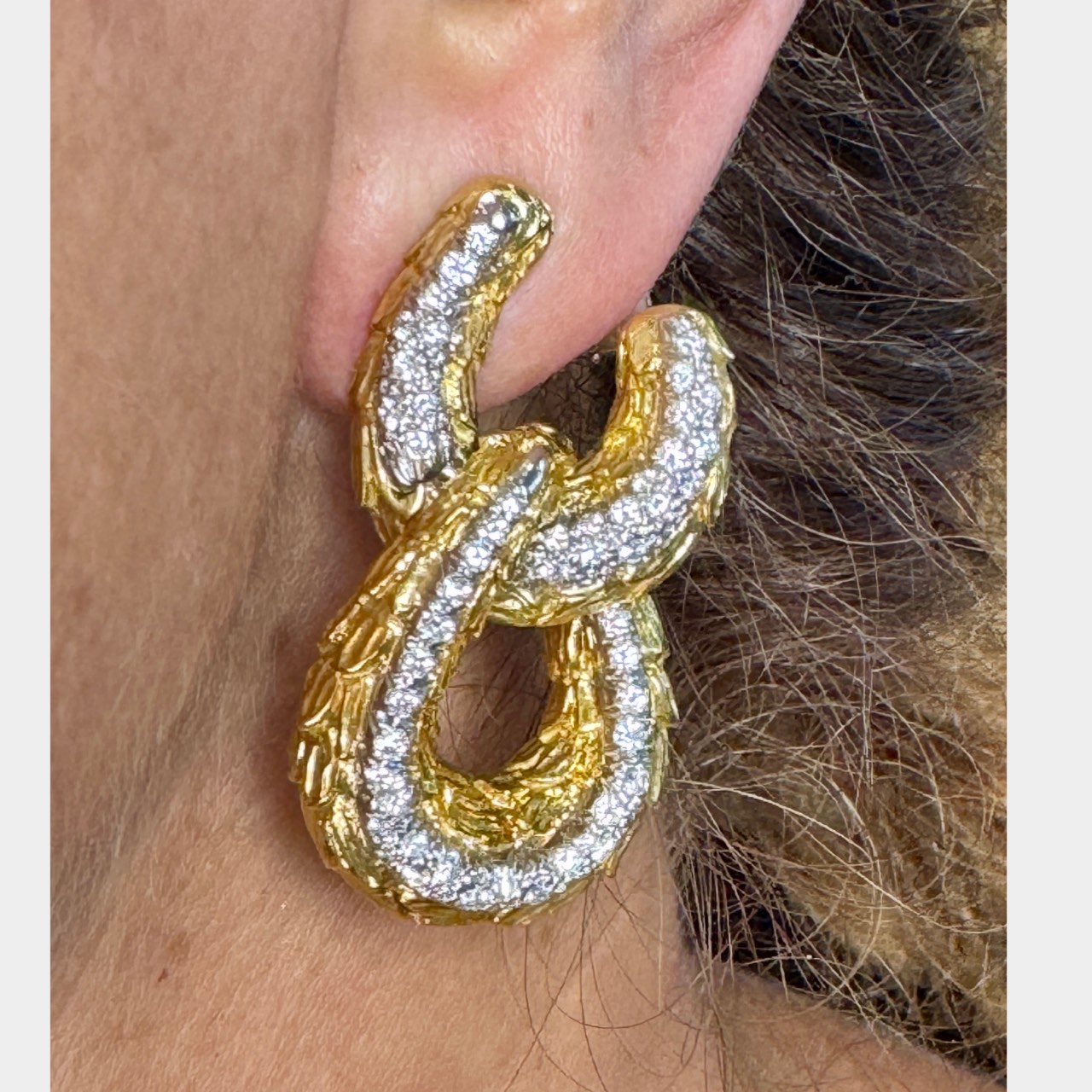 1970’s 18K Yellow Gold 3.75 Ct. Diamond Earrings