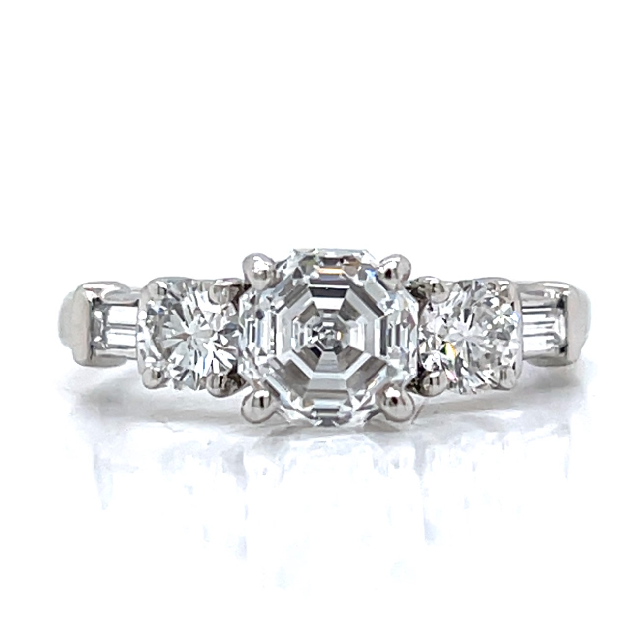 Platinum GIA Certified 1.51 Ct. Octagonal Diamond Engagement Ring